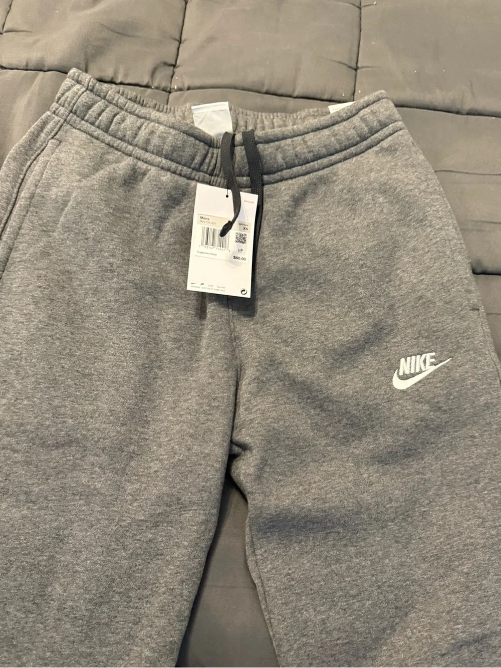 Nike Men’s Gray Fleece Joggers Size XS - Picture 2 of 3